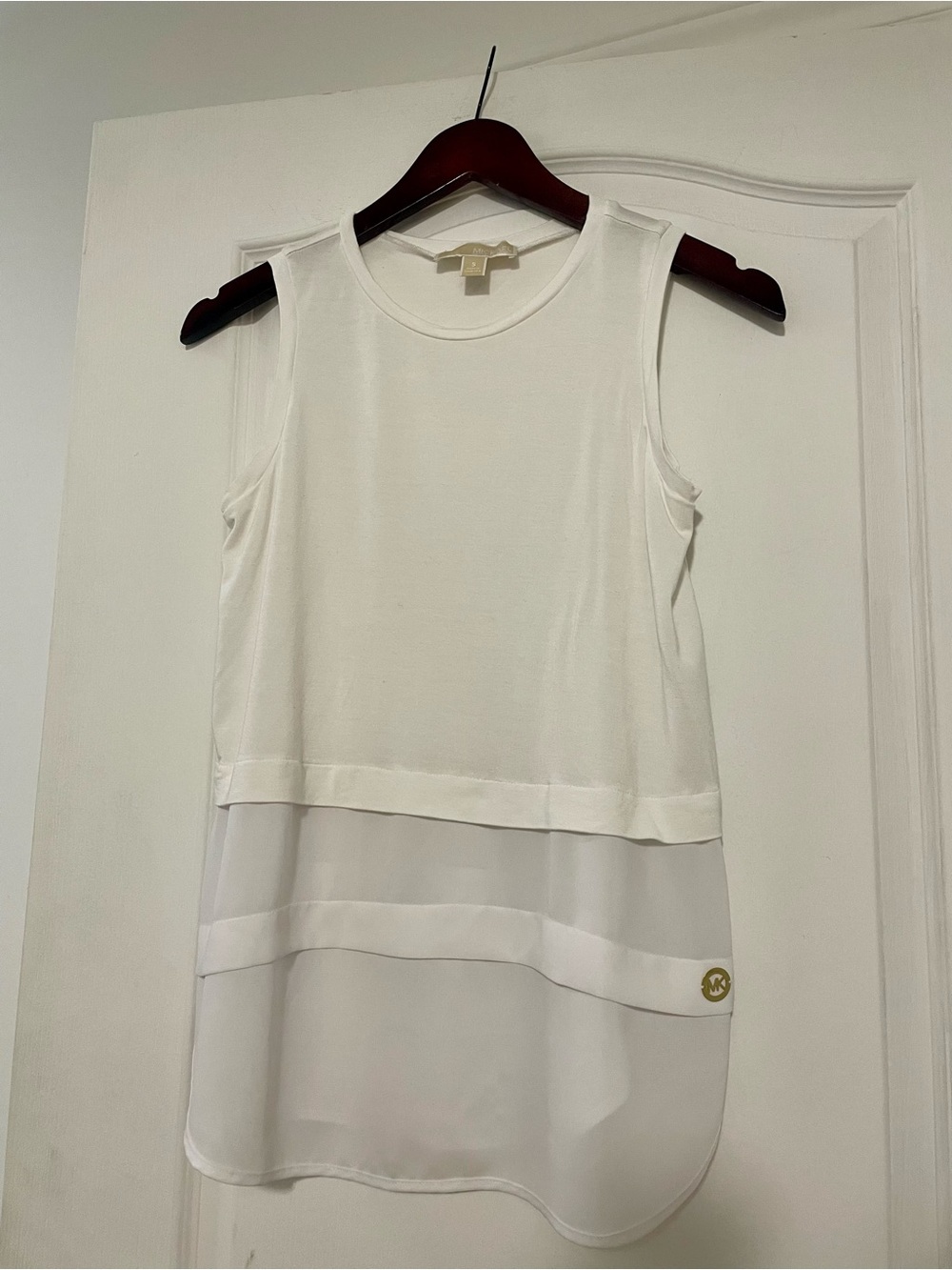 Michael Kors White Sleeveless Layered Tank, Size Small